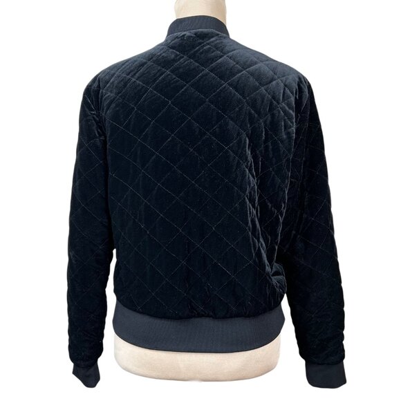 Lauren by Ralph Lauren Black Quilted Velvet Bomber Jacket Size XS - Picture 3 of 9
